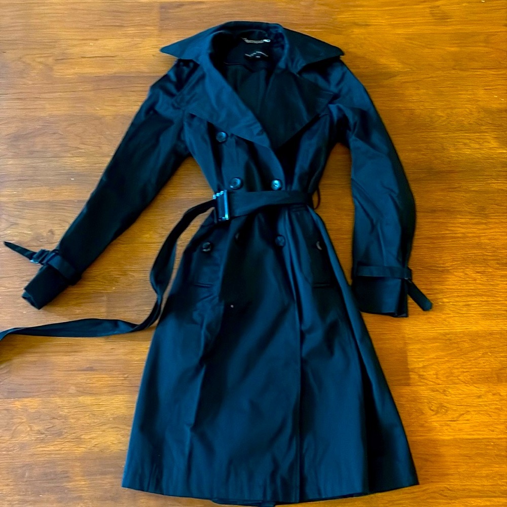 Classic black black belted trench coat - Ellen Tracy size XS